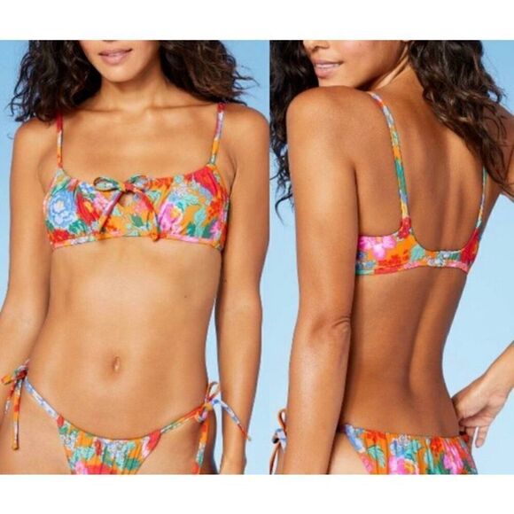 Xhilaration Juniors Tunneled Tie-Front Bikini Top NWOT S - Picture 1 of 4